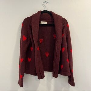 The Great maroon and red heart cardigan